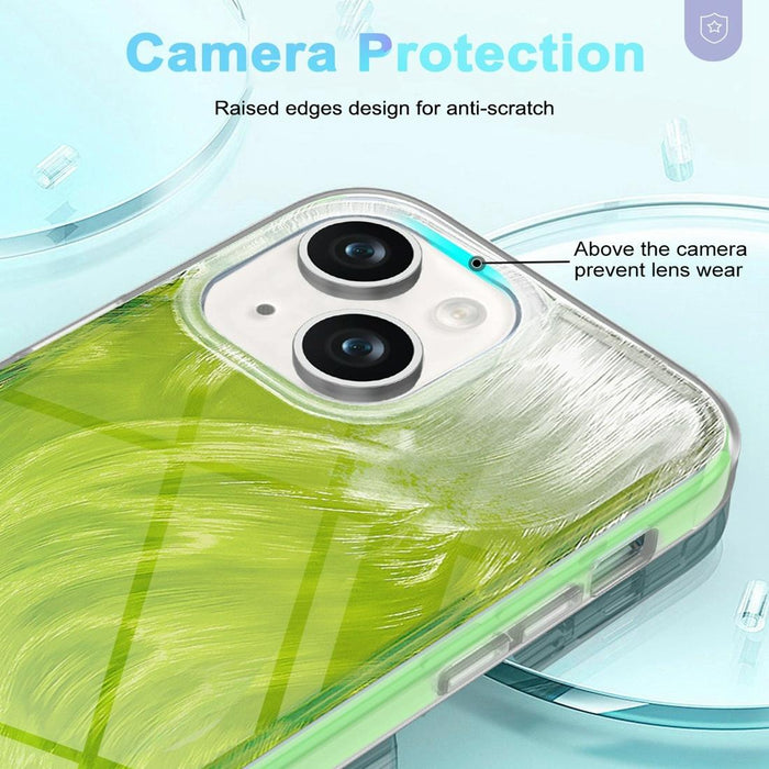 For Iphone 15 Imd Gradient Feather Pc & Tpu Phone Case