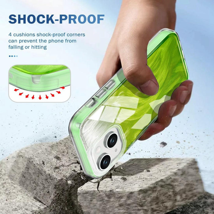 For Iphone 15 Imd Gradient Feather Pc & Tpu Phone Case