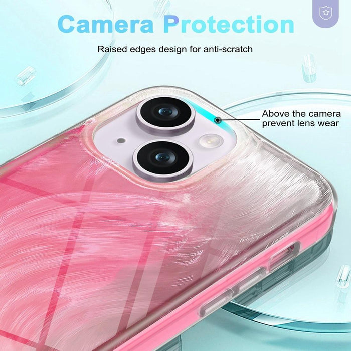 For Iphone 15 Imd Gradient Feather Pc & Tpu Phone Case