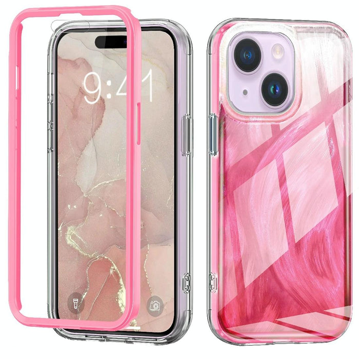 For Iphone 15 Imd Gradient Feather Pc & Tpu Phone Case