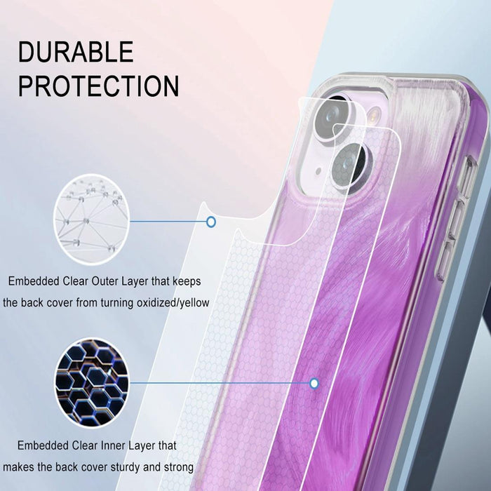 For Iphone 15 Imd Gradient Feather Pc & Tpu Phone Case