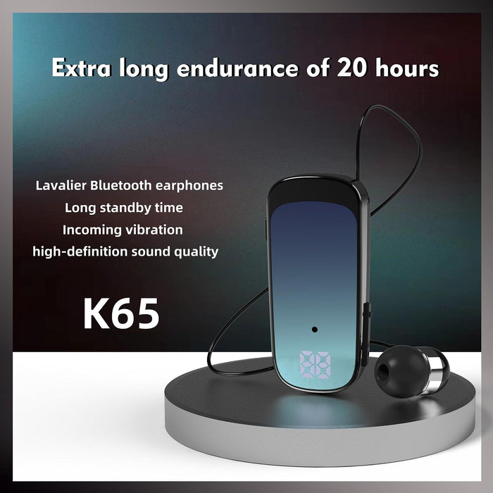 K65 Business Retractable Cable Bluetooth Earphone