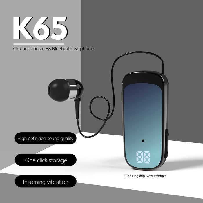 K65 Business Retractable Cable Bluetooth Earphone