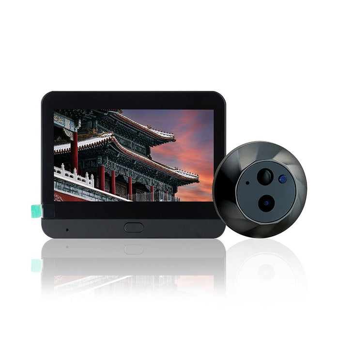 4.3 Inch Colour Screen Graffiti Hidden 1080P Wifi Smart Cat Eye Video Doorbell Black