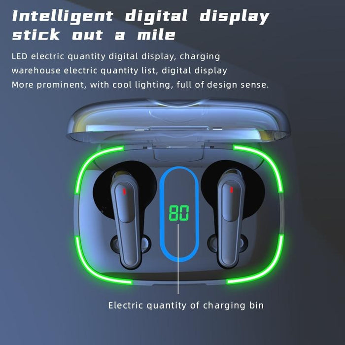 Pro 70 & Intelligent Digital Display V5.3 Bluetooth Earphones Support Wireless Charging Black