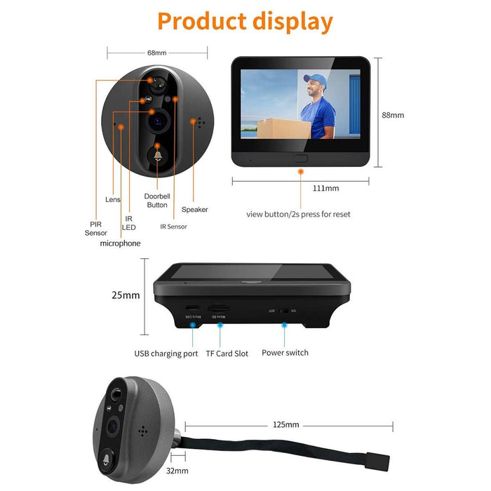 1080P 4.3 Inch Smart Digital Door Viewer Support Wide Angle Pir & Night Vision Photo