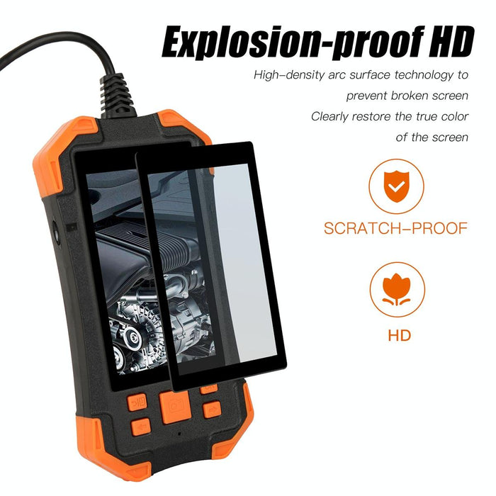 4.3 Inch Ips Screen 8Mm Single Camera Ip67 Waterproof Hard Cable Digital Endoscope Length 10M Black Orange