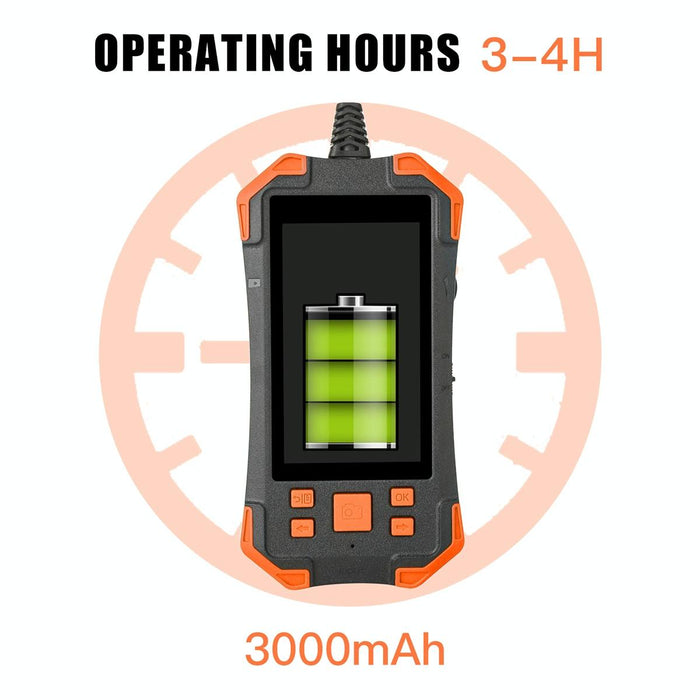 4.3 Inch Ips Screen 8Mm Single Camera Ip67 Waterproof Hard Cable Digital Endoscope Length 10M Black Orange