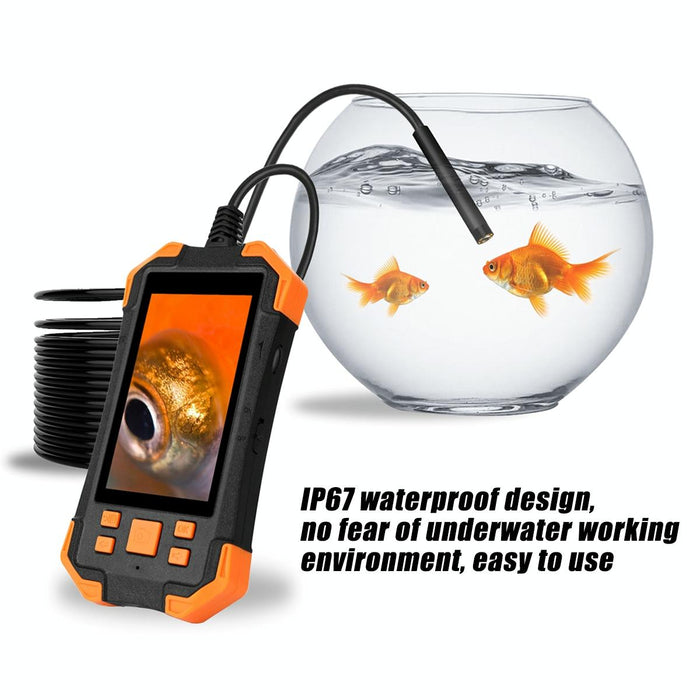 4.3 Inch Ips Screen 8Mm Single Camera Ip67 Waterproof Hard Cable Digital Endoscope Length 10M Black Orange