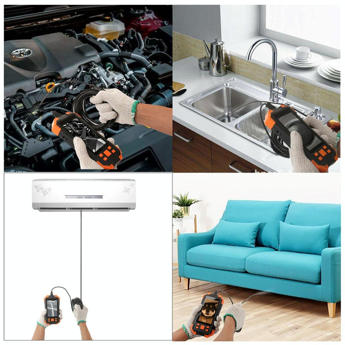 4.3 Inch Ips Screen 8Mm Single Camera Ip67 Waterproof Hard Cable Digital Endoscope Length 10M Black Orange