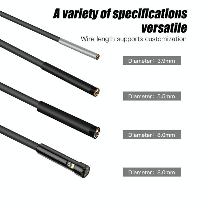 4.3 Inch Ips Screen 8Mm Single Camera Ip67 Waterproof Hard Cable Digital Endoscope Length 10M Black Orange