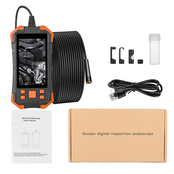 4.3 Inch Ips Screen 5.5Mm Single Camera Ip67 Waterproof Hard Cable Digital Endoscope Length 10M Black Orange