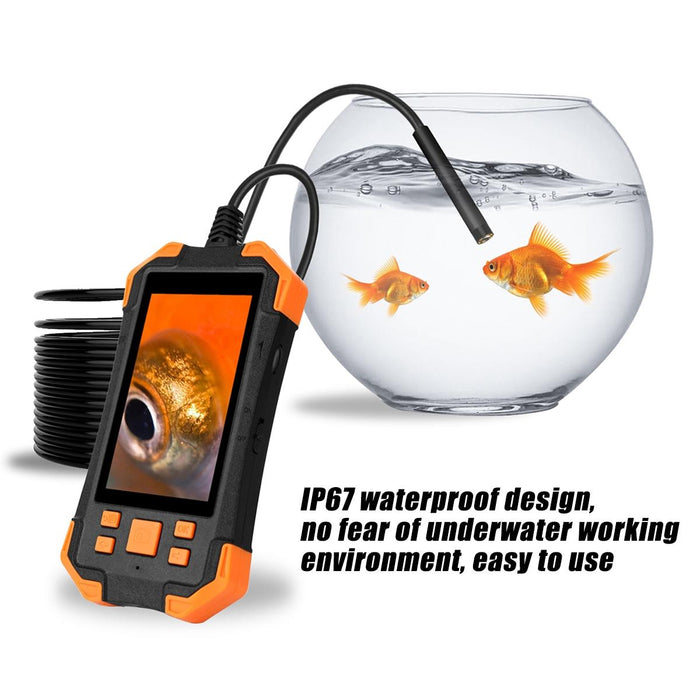 4.3 Inch Ips Screen 3.9Mm Single Camera Ip67 Waterproof Hard Cable Digital Endoscope Length 1M Black Orange