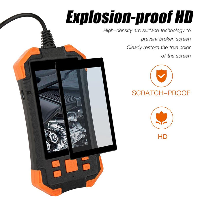 4.3 Inch Ips Screen 5.5Mm Dual Camera Ip67 Waterproof Hard Cable Digital Endoscope Length 1M Black Orange