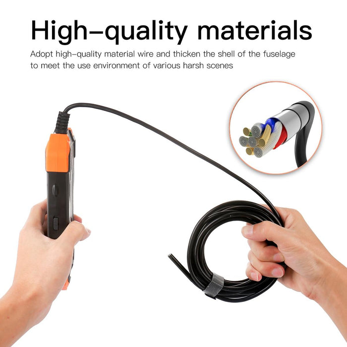 4.3 Inch Ips Screen 5.5Mm Dual Camera Ip67 Waterproof Hard Cable Digital Endoscope Length 1M Black Orange