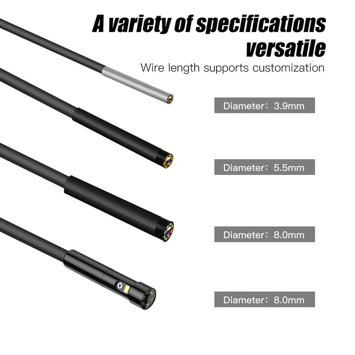 4.3 Inch Ips Screen 5.5Mm Dual Camera Ip67 Waterproof Hard Cable Digital Endoscope Length 1M Black Orange