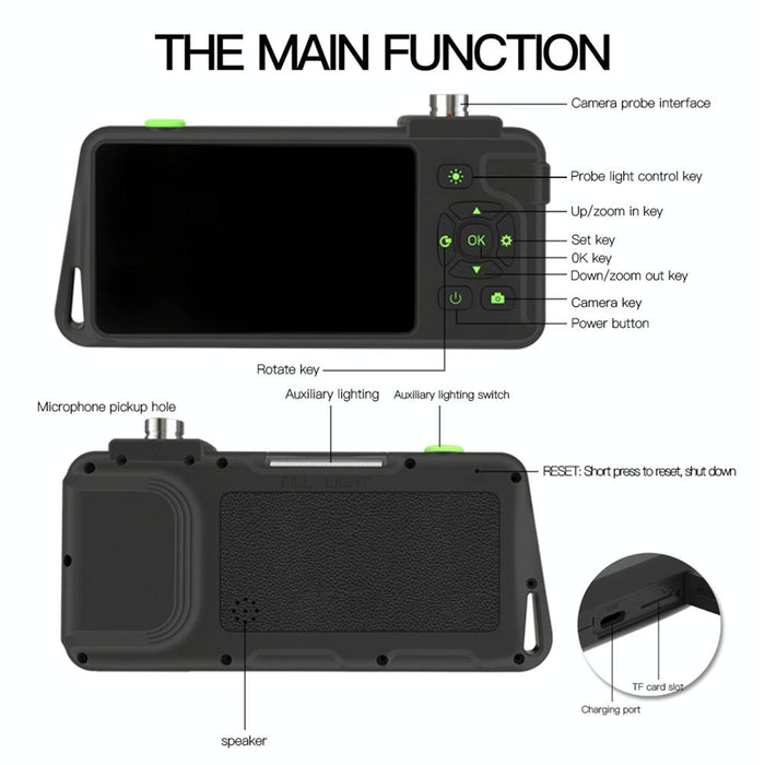 4.5 Inch Ips Colour Screen 5.5Mm Single Camera Hard Cable Industrial Endoscope Length 10M Black Orange
