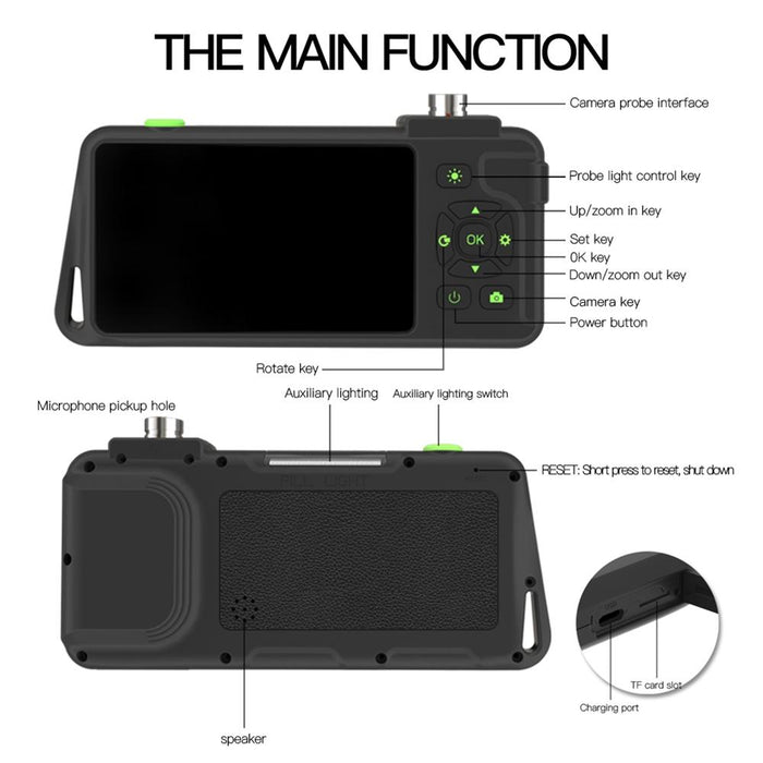 4.5 Inch Ips Colour Screen 3.9Mm Single Camera Hard Cable Industrial Endoscope Length 1M Black Orange