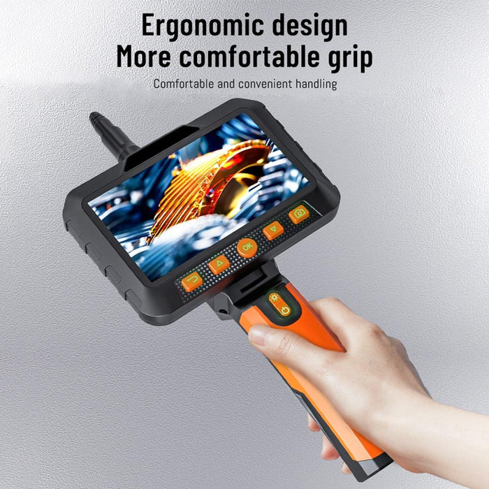 5 Inch Ips Colour Screen 8Mm Single Camera Handheld Hard Cable Hd Industrial Endoscope Length 10M Orange Black