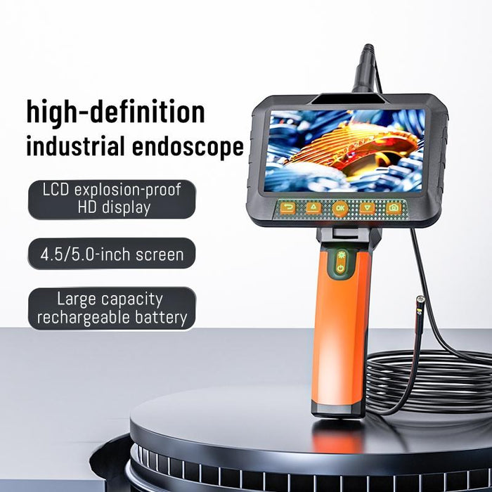 5 Inch Ips Colour Screen 5.5Mm Single Camera Handheld Hard Cable Hd Industrial Endoscope Length 10M Orange Black