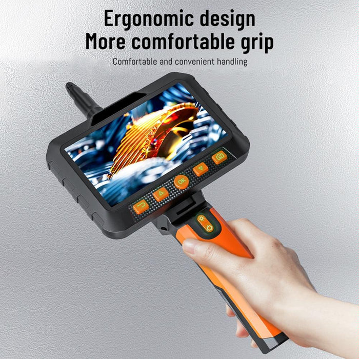 5 Inch Ips Colour Screen 3.9Mm Single Camera Handheld Hard Cable Hd Industrial Endoscope Length 1M Orange Black