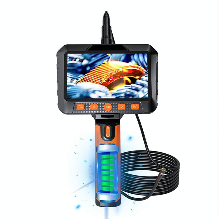 5 Inch Ips Colour Screen 7.9Mm Dual Camera Handheld Hard Cable Hd Industrial Endoscope Length 10M Orange Black