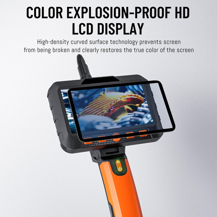5 Inch Ips Colour Screen 5.5Mm Dual Camera Handheld Hard Cable Hd Industrial Endoscope Length 1M Orange Black