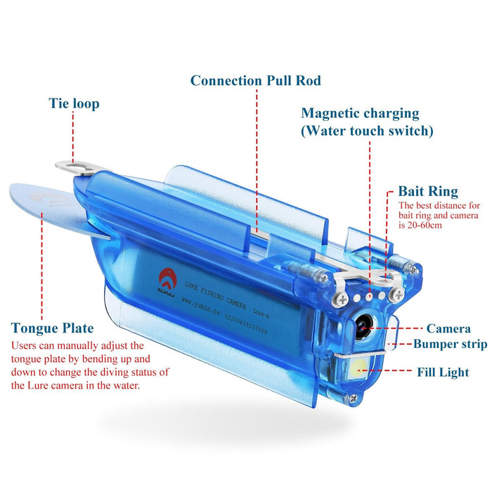 1080P Wireless Underwater Fishing Video Camera With Loop Recording / App Remote Control Blue