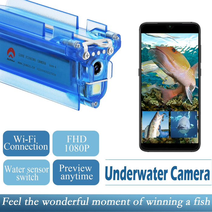 1080P Wireless Underwater Fishing Video Camera With Loop Recording / App Remote Control Blue