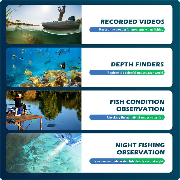 1080P Wireless Underwater Fishing Video Camera With Loop Recording / App Remote Control Blue