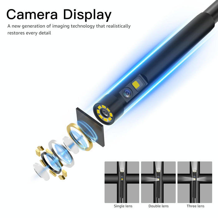 5 Inch Ips Screen 8Mm Single Lens Ip67 Waterproof Industrial Endoscope With Bracket Length 10M