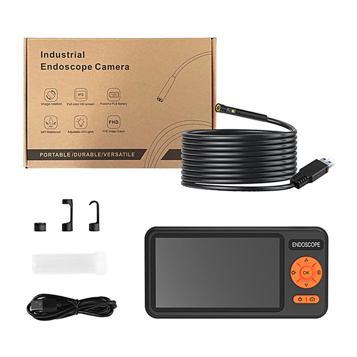 5 Inch Ips Screen 7.9Mm Triple Lens Ip67 Waterproof Industrial Endoscope With Bracket Length 10M