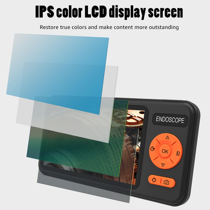 5 Inch Ips Screen 7.9Mm Triple Lens Ip67 Waterproof Industrial Endoscope With Bracket Length 10M