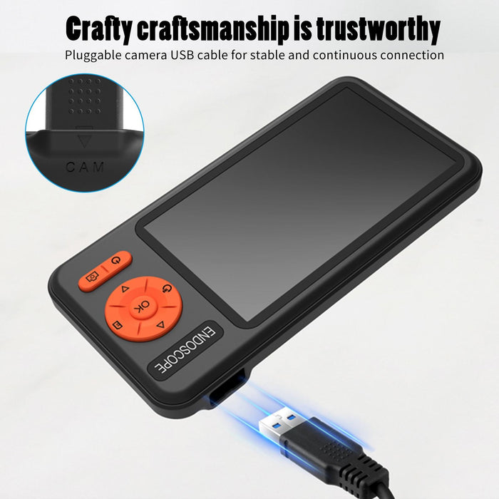 5 Inch Ips Screen 7.9Mm Triple Lens Ip67 Waterproof Industrial Endoscope With Bracket Length 10M