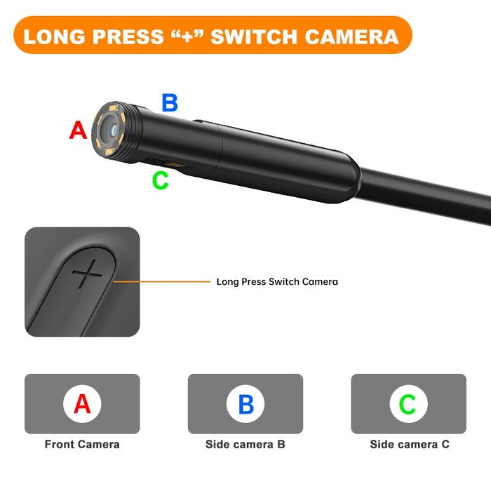 8Mm Single Camera Wifi Connected Hard Cable Hd Industrial Endoscope Length 10M Black