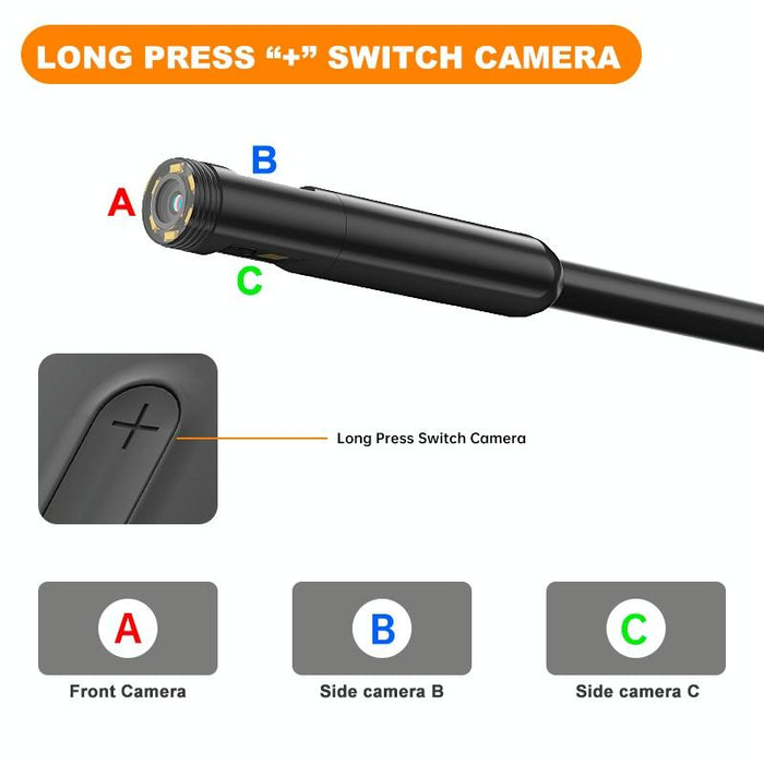 5.5Mm Single Camera Wifi Connected Hard Cable Hd Industrial Endoscope Length 10M Black