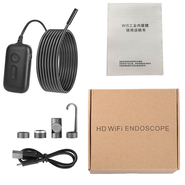 3.9Mm Single Camera Wifi Connected Hard Cable Hd Industrial Endoscope Length 1M Black