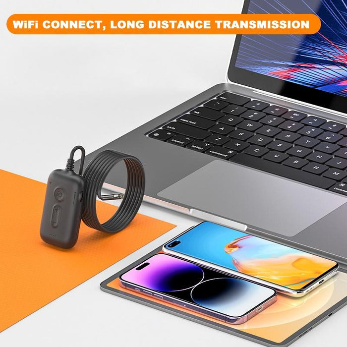 Y15 7.9Mm Triple Camera Wifi Connected Hard Cable Hd Industrial Endoscope Length 10M Black