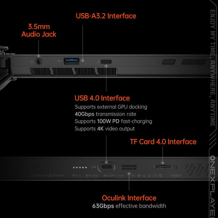 X1 Mini 8.8 Inch Handheld Game Console 16Gb & 1Tb Windows 11 Amd Ryzen 7 8840U Black