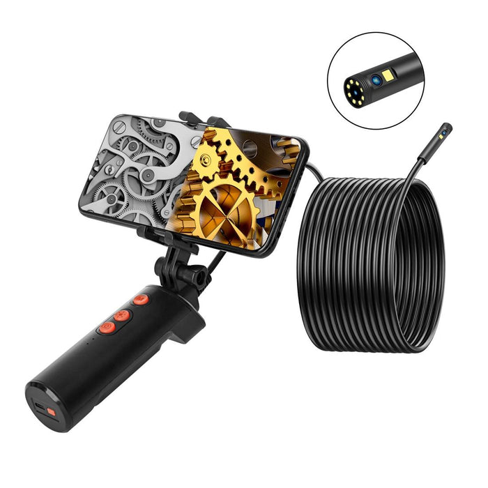 8Mm 1080P Ip68 Waterproof Dual Camera Wifi Digital Endoscope Length 2M Hard Cable Black