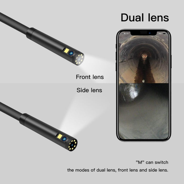 F280 8Mm 1080P Ip68 Waterproof Dual Camera Wifi Digital Endoscope Length 10M Hard Cable Black