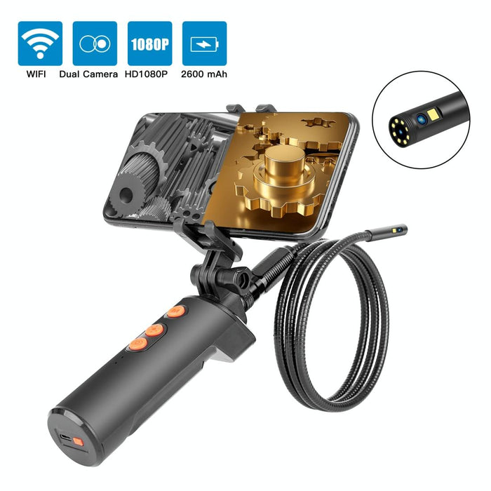 1080P Ip68 Waterproof Dual Camera Wifi Digital Endoscope Length 5M Snake Tube Black