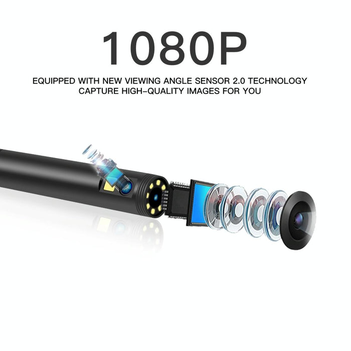 1080P Ip68 Waterproof Dual Camera Wifi Digital Endoscope Length 5M Snake Tube Black