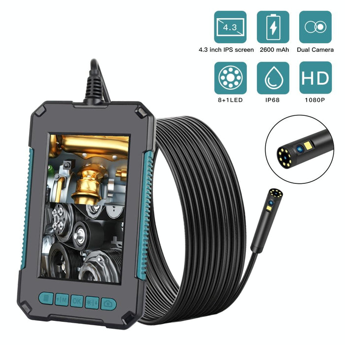 8Mm 1080P Iwaterproof 4.3 Inch Highlight Screen Dual Camera Digital Endoscope Length 2M Hard Cable