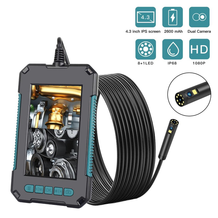 8Mm 1080P Iwaterproof 4.3 Inch Highlight Screen Dual Camera Digital Endoscope Length 10M Hard Cable