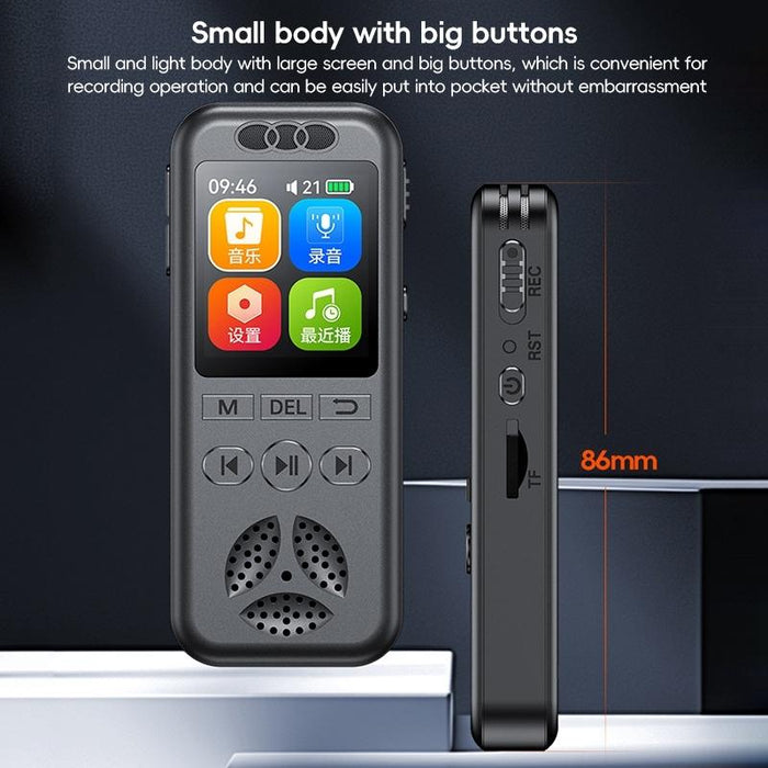 Hd Colour Screen Smart Noise Reduction Voice Recorder Black