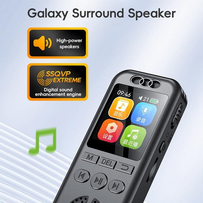 Hd Colour Screen Smart Noise Reduction Voice Recorder Black