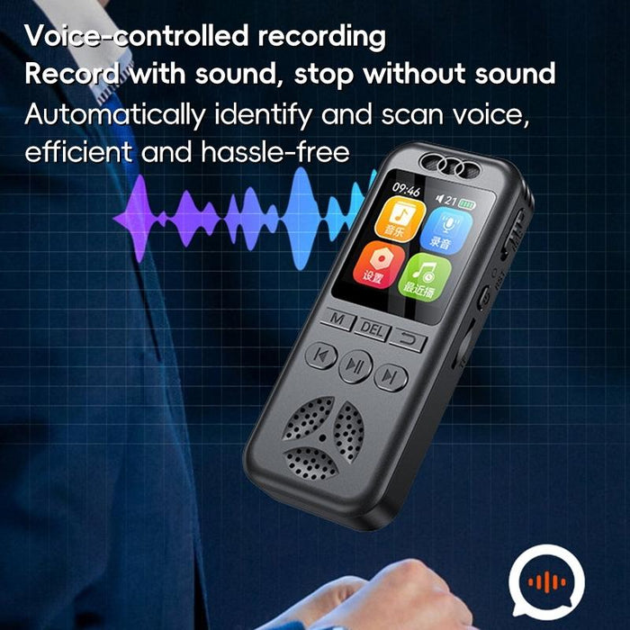 Hd Colour Screen Smart Noise Reduction Voice Recorder Black