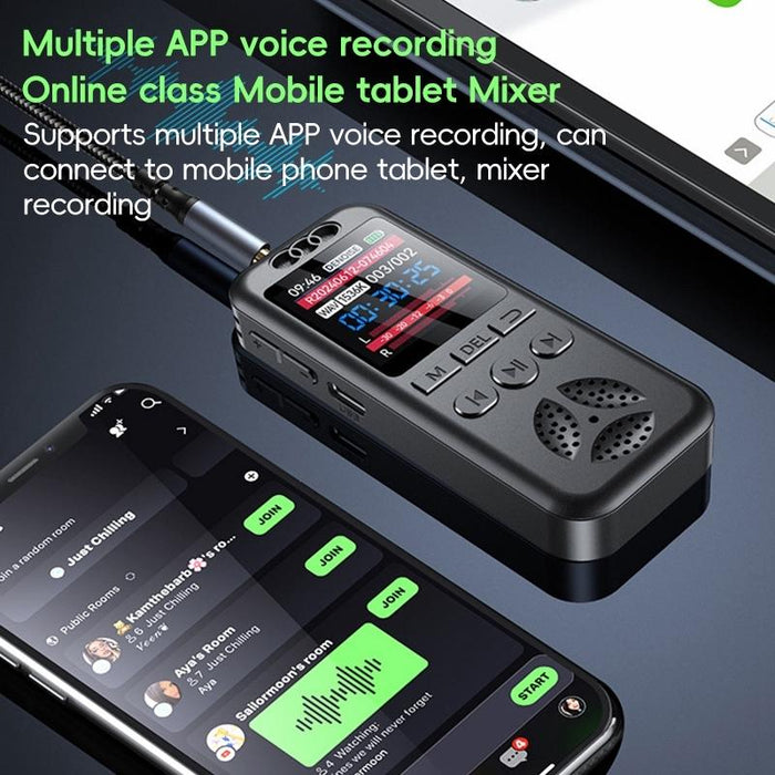 Hd Colour Screen Smart Noise Reduction Voice Recorder Black