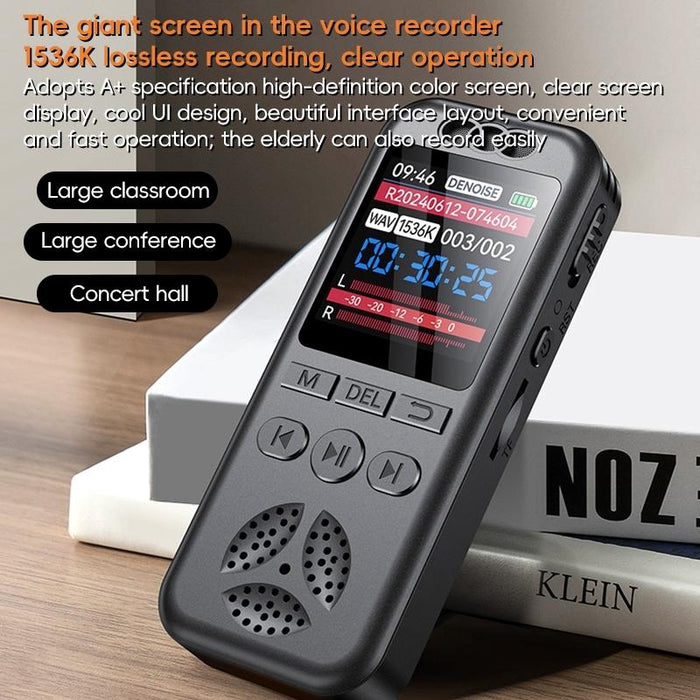 Hd Colour Screen Smart Noise Reduction Voice Recorder Black